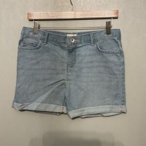 The Children's Place Girls Light Wash Denim Cuffed Shorts Size 16